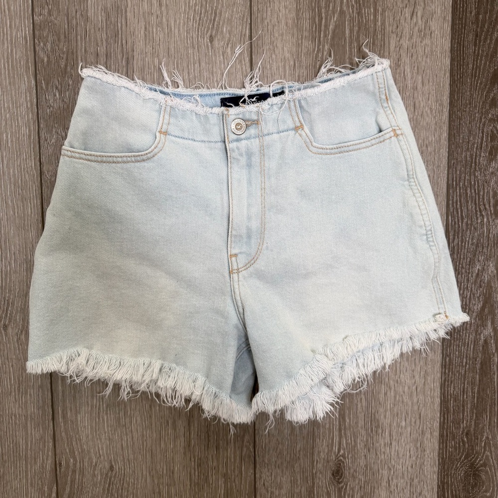 HOLLISTER HIGH RISE VINTAGE SHORTS 4” LIGHT WASH CUTOFF 1 W25